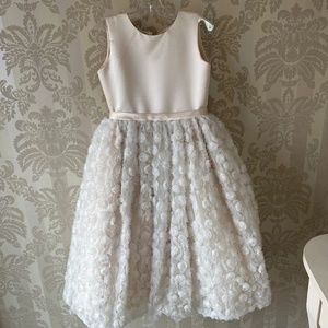 Champagne rosette satin dress